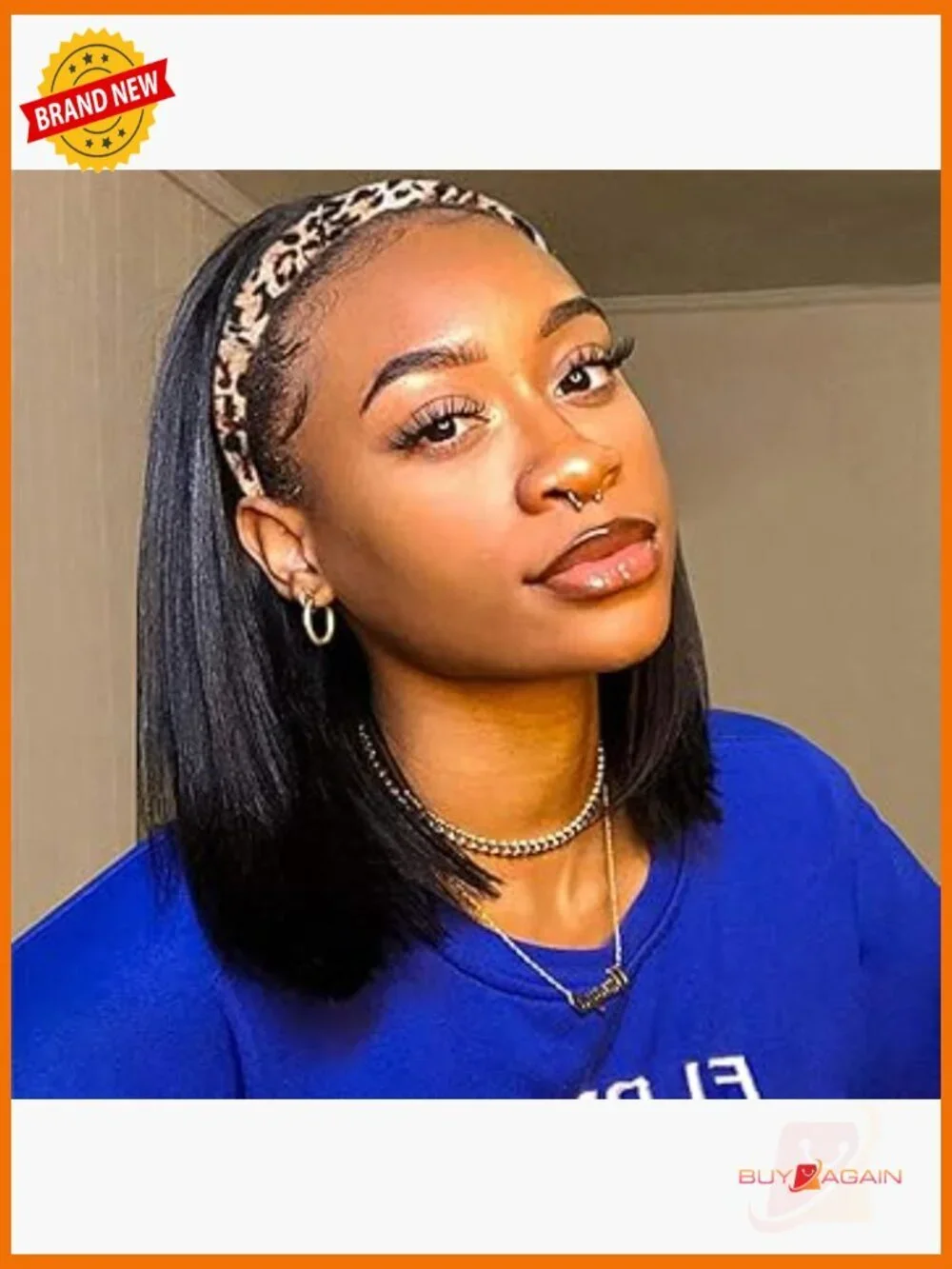 Human Hair Bob Headband Wig Straight 12 Inch Glueless Easy Wear